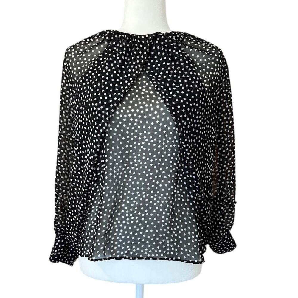Zara Sheer Polka Dot Semi-Sheer Blouse Women's Size S Flowy Scandi Minimalist